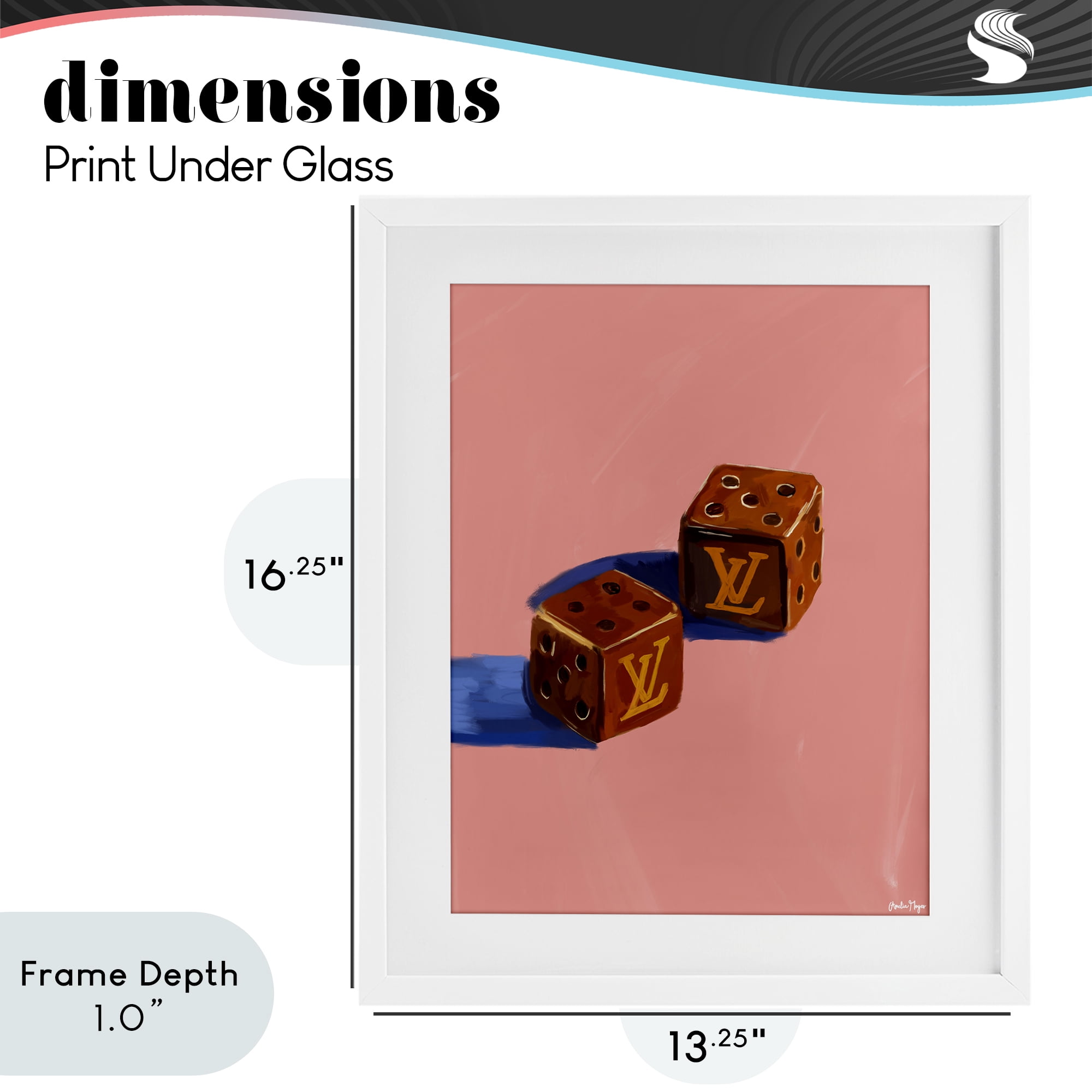 Stupell Industries Fashion Brand Dice White Framed Print Under Glass, design by Amelia Noyes