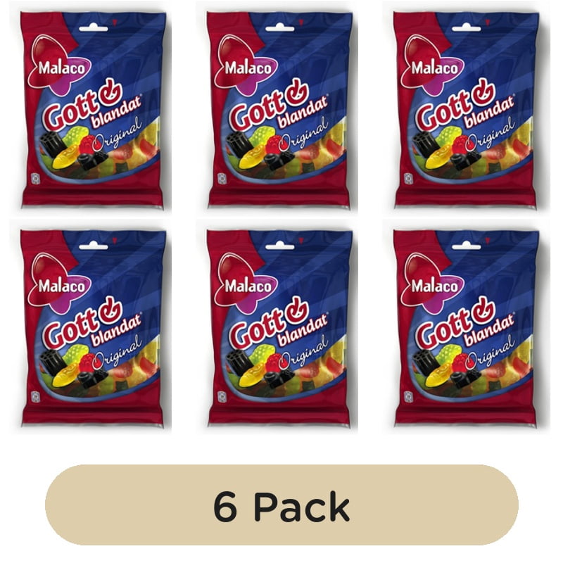 Malaco Gott & Blandat Original Fruit & Liquorice Wine Gums 160g, British Import (Pack of 6)