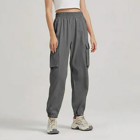 SNKSDGM Women s Plus Panties for Women Cotton Black Dress Pants Women Plus Size 26 Womens Daily Casual Solid Color 4 Pockets Elastic Waist Pants Long Trousers Cargo Pants