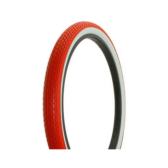 bicycle Tire Duro 26" x 2.125" Red/White Side Wall HF-120A.lowrider beach cruiser tire