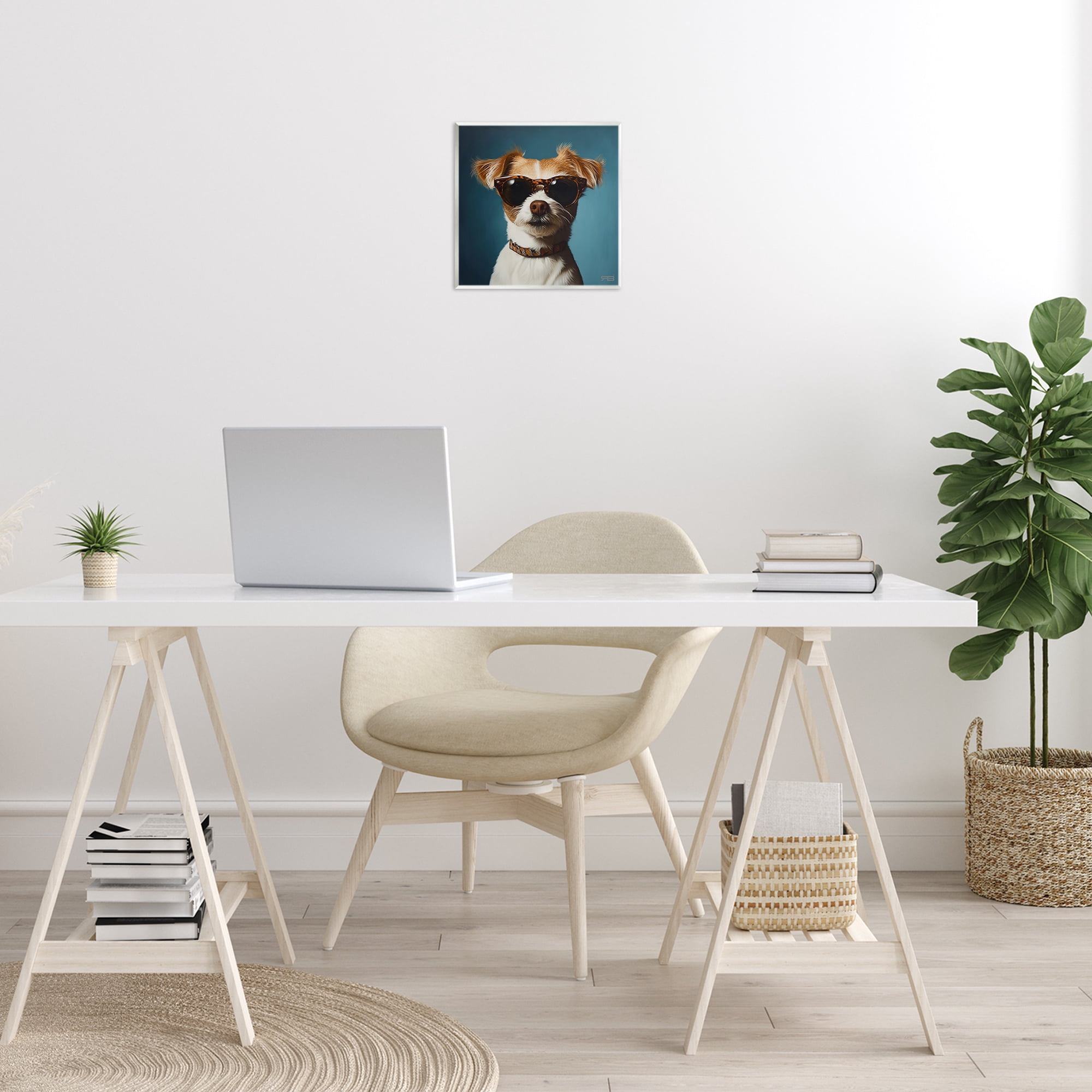 Stupell Industries Cool Dog on Blue Animals & Insects Painting Unframed Art Print Wall Art, 12 x 12