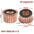 thumbnail image 1 of 1Pc 28.5 X11.5 X18(21) mm 24P Teeth Copper Hook Type Electrical Motor Commutator, 1 of 9