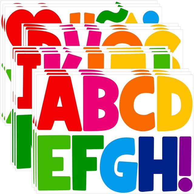 Letter Stickers Large 108 PCS Bulletin Board Letters 12 Sheets Alphabet Stickers Vinyl Self-Adhesive Stick on Letters for Poster Board Mailbox Sign DIY Crafts Classroom Party Decor (Colorful, 4 Inch)