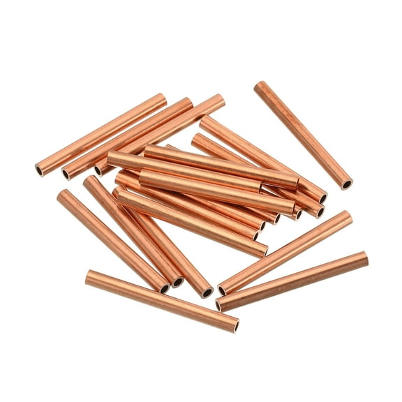 Uxcell 1/8" OD x 0.5mm Wall Thickness x 30mm Length 99.9% Copper Tube, 40Pcs T2 Pure Copper Seamless Round Pipe Tubing