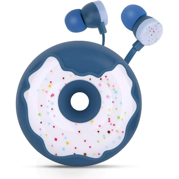 TCJJ Donut Earbuds for Kids, Mignon Oreillette et Écouteurs Intra-Auriculaires Filaire Cadeau pour les Filles et les Garçons Tout-Petits de l'École avec Microphone et Belle Boîte de Rangement d'Écouteurs