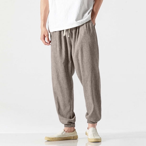Ceisia Men's Breathable Loose Tapered Casual Pants with Elastic Drawstring Waist Gray L Gifts