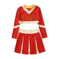 thumbnail image 3 of YONGHS Girls Cheerleading Outfits High School Cheer Leader Long Sleeve Crop Tops with Skirts Costume Red 8, 3 of 7