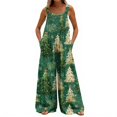 thumbnail image 6 of Womens Christmas Print Wide Leg Jumpsuit Adjustable Strap Sleeveless Overalls with Pockets S, 6 of 7