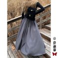 thumbnail image 1 of Falda de trabajo Maillard de cintura alta para mujer, vestido largo de corte A para otoño, falda plisada de alta gama para mujeres altas, 1 of 4