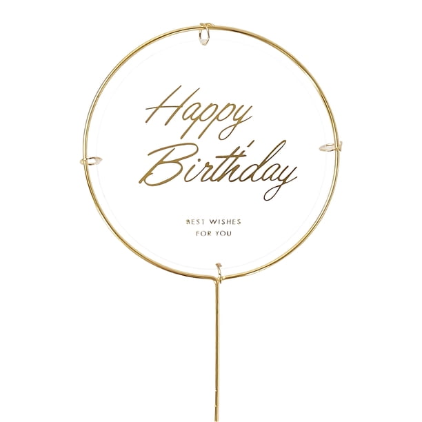 Matsuzay Llamativas decoraciones de pastel de metal para la fiesta de cumpleaños Primeros de la torta de cumpleaños Pastel de feliz Kits de decoración para fiestas Blanco, 1 unidad 7.8 pulgadas