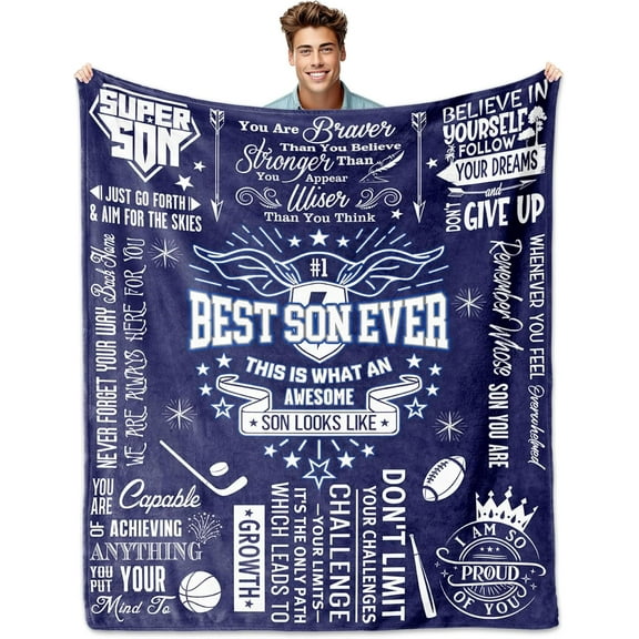 LHSHID Son Gifts Son Blankets Son Blanket from Mom/Dad Gifts for Adult Son Birthday Gifts for Son Best Son Ever Gifts Son Gift Ideas for Graduation Valentines Day Christmas Fathers Day 30"x40"