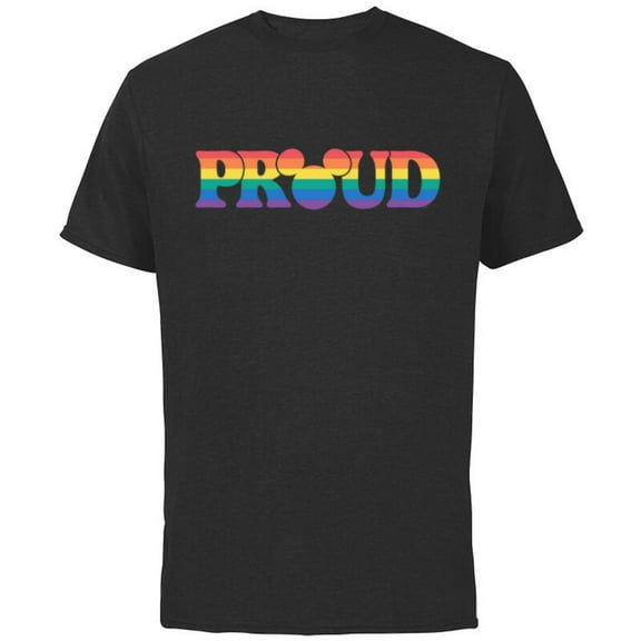 Disney Pride Collection Rainbow Mickey Mouse Proud Retro- Short Sleeve Cotton T-Shirt for Adults - Customized-Black