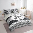 thumbnail image 2 of Castle Fairy Vintage Aztec Deer King Bedding 7pcs,Bohemian Theme Geometric Plaid King Bed in a Bag,Grey Reversible, 2 of 7