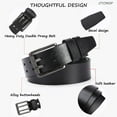 thumbnail image 5 of CTCMSP Double Prong Leather Belts for Men,Men's Black Casual Work Belt for Jeans Uniform, 5 of 7