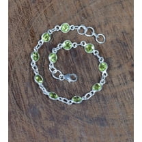 925 Sterling Silver Faceted Gemstone Adjustable Bracelet Green Peridot Bracelet August Month Birthstone Gift For Birthday Gemstone Jewelry