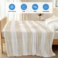 thumbnail image 4 of Beige Stripe Cooling Blanket,Lightweight Breathable Summer Throw Blanket with Double Sided Cold Effect,Vintage Country Geometric Linen Texture Picnic Blankets Bed Sheet for Hot Sleepers 60"x80", 4 of 8