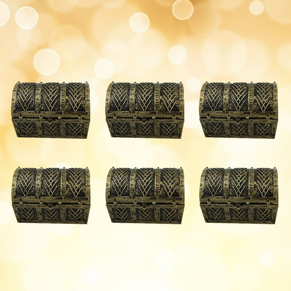 IBASETOY Pirate Role-Play Pirate Treasure Box Golden Plastic 6Pcs Toy Container