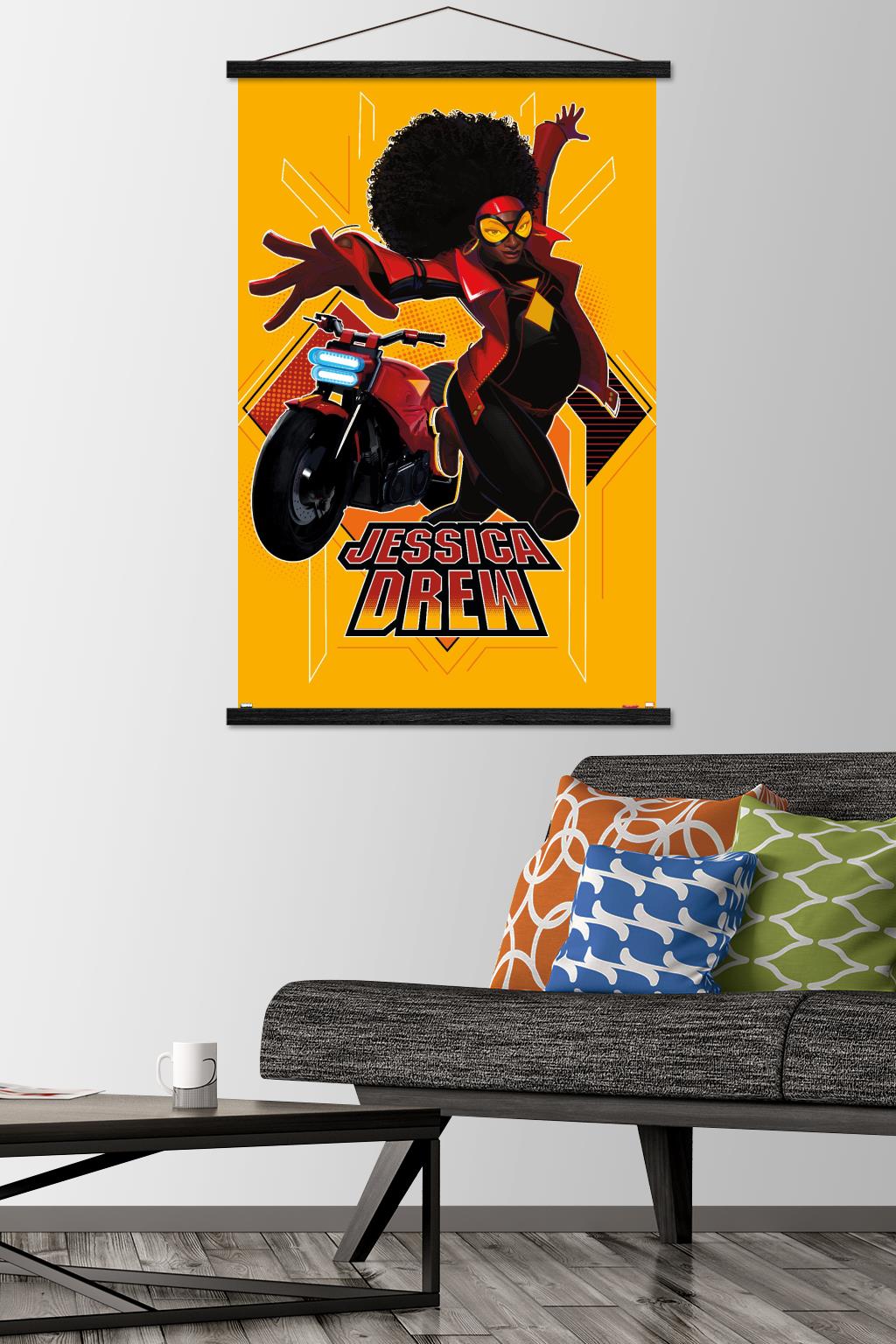 Marvel Spider-Man: Across the Spider-Verse - Jessica Drew Wall Poster with Magnetic Frame, 22.375" x 34"