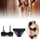 thumbnail image 4 of Bralette De Encaje Sujetador De Encaje Con Relleno Sujetador De Encaje Para Mujer Conjunto De Lencería Conjunto De Sujetador De Ropa Interior Conjunto De Bralette De Encaje Para ANGGREK Negro 75B, 4 of 8