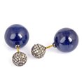 thumbnail image 1 of Sapphire Diamond 18 kt Gold Tunnel Earrings 925 Sterling Silver Jewelry, 1 of 3
