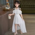 thumbnail image 6 of EnJoCho Kids Girls High-Lo𝗐 Chiffon Dress V-Neck Ruffl𝖾 Sleeve Fl𝗈wy Skirt for Birthday Wedding Maxi Gown 5-14 Years Teen Short Sleeve Casual Dress, 6 of 8