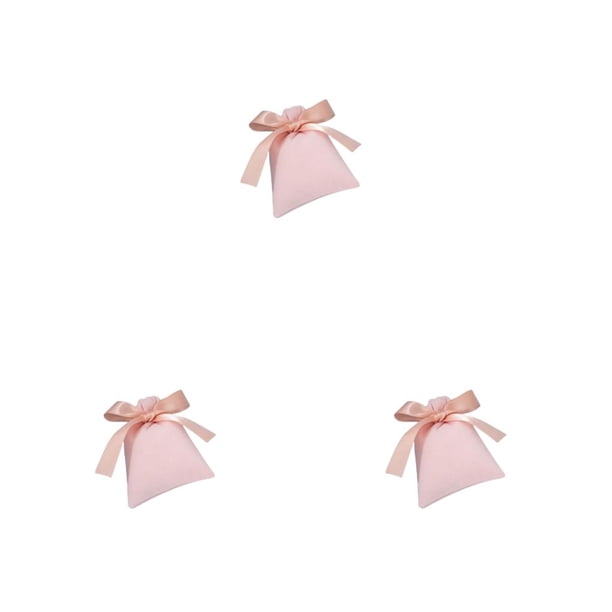 Bolsa Bowknot Matsuzay Cordón Embalaje Almacenamiento Colgante Regalo Cumpleaños Rosa claro 7*9cm 3piezas