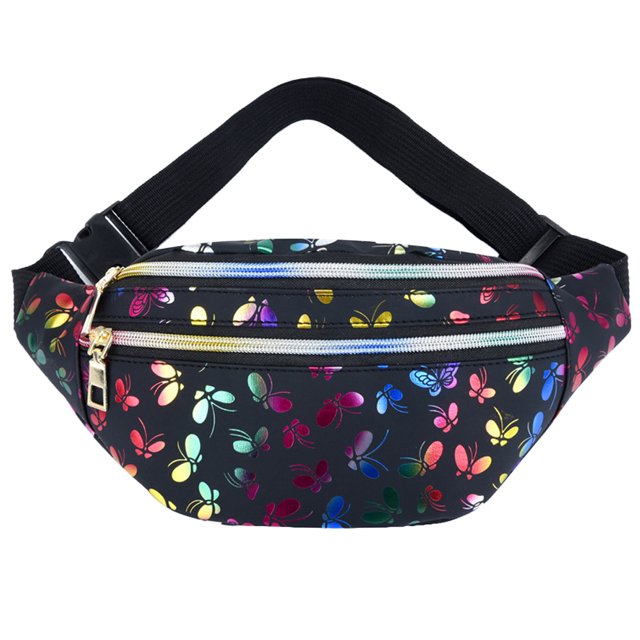 Riñonera de moda con doble cremallera, bandolera multifuncional repelente al agua, color negro