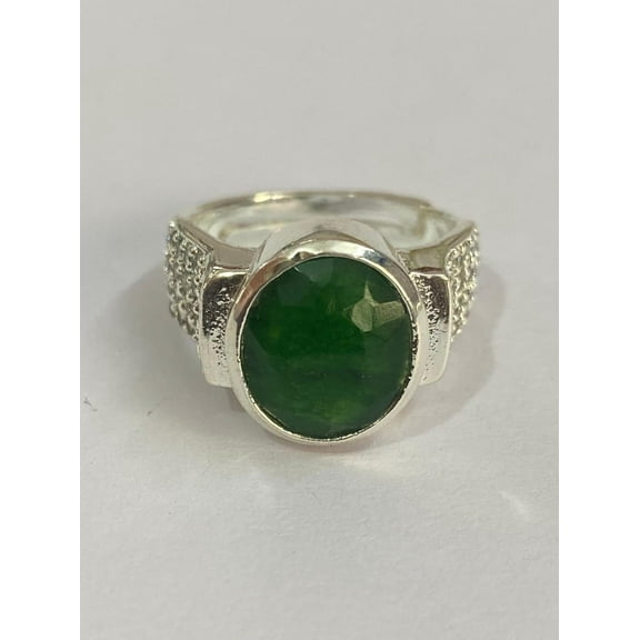 Natural Green Emerald Astrological Ring 6.25 Ratti 5.30 Carat Genuine Panna Adjustable Silver Plated Ring for Women's and Men's