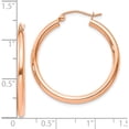 thumbnail image 4 of 10K Rose Gold Polished 2.5Mm Lightweight Tube Hoop Earrings (Width 2.5) (Length 30) - Jbsp, 4 of 5