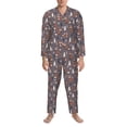 thumbnail image 3 of Fotbe Snowflake Fox Pijama de Hombre con Estampado de Manga Larga, Conjunto de 2 Piezas, Ropa de Dormir Suave y Cómoda con Bolsillos-Medium, 3 of 7