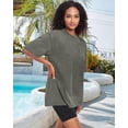 thumbnail image 4 of Camiseta oversize ADOREJOY para mujer, cuello redondo, verde militar, talla S, 4 of 8