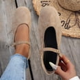 thumbnail image 3 of Gpaecead Women's Flat Mary Jane Shoes Square Toe Faux Suede Adjustable Buckle Soft Sole Comfort Versatile Shoes, Khaki, 3 of 8