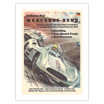 Mercedes Benz - Grand Prix of Berlin - Formula One Racing - Vintage Car Racing Poster by Hans Liska c.1954 - Bamboo Fine Art 290gsm Paper (Unframed) 12x16in