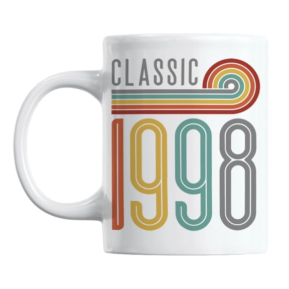 Vintage Classic 1998 feat. Rainbow Stripes, Birthday Coffee & Tea Mug Cup (11oz)