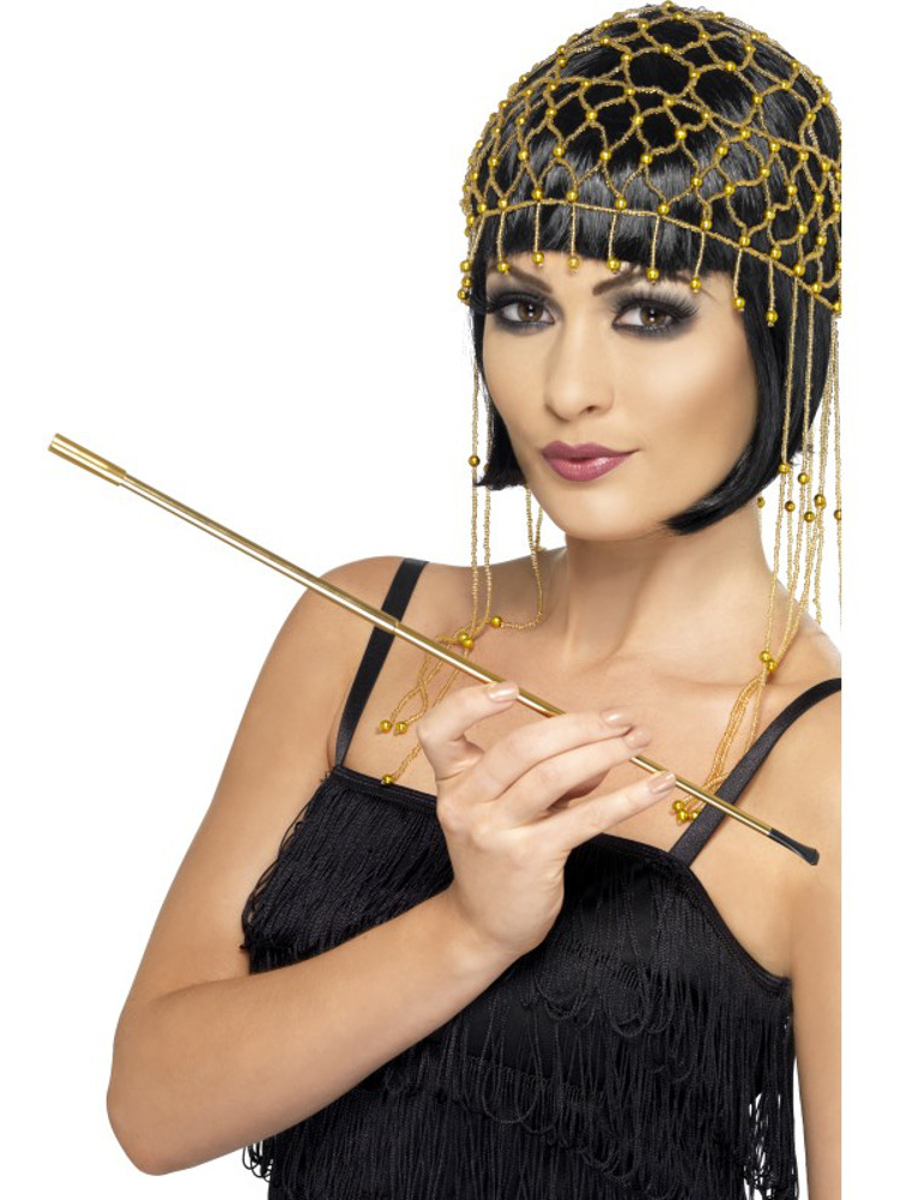 Roaring 20s Flapper Girl Gold Plated Extendable Cigarette Holder Accessory Roaring 20s Flapper Girl Gold Plated Extendable Cigarette Holder Accessory