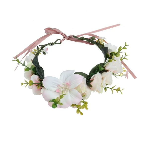 FELTECHELECTR Bridal Flower Crown Hair Wreath Light Pink 1Pcs Sweet Vine Rope for Day