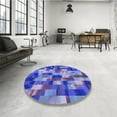 thumbnail image 3 of Ahgly Company Indoor Round Patterned Sky Blue Dress Blue Area Rugs, 3' Round, 3 of 6