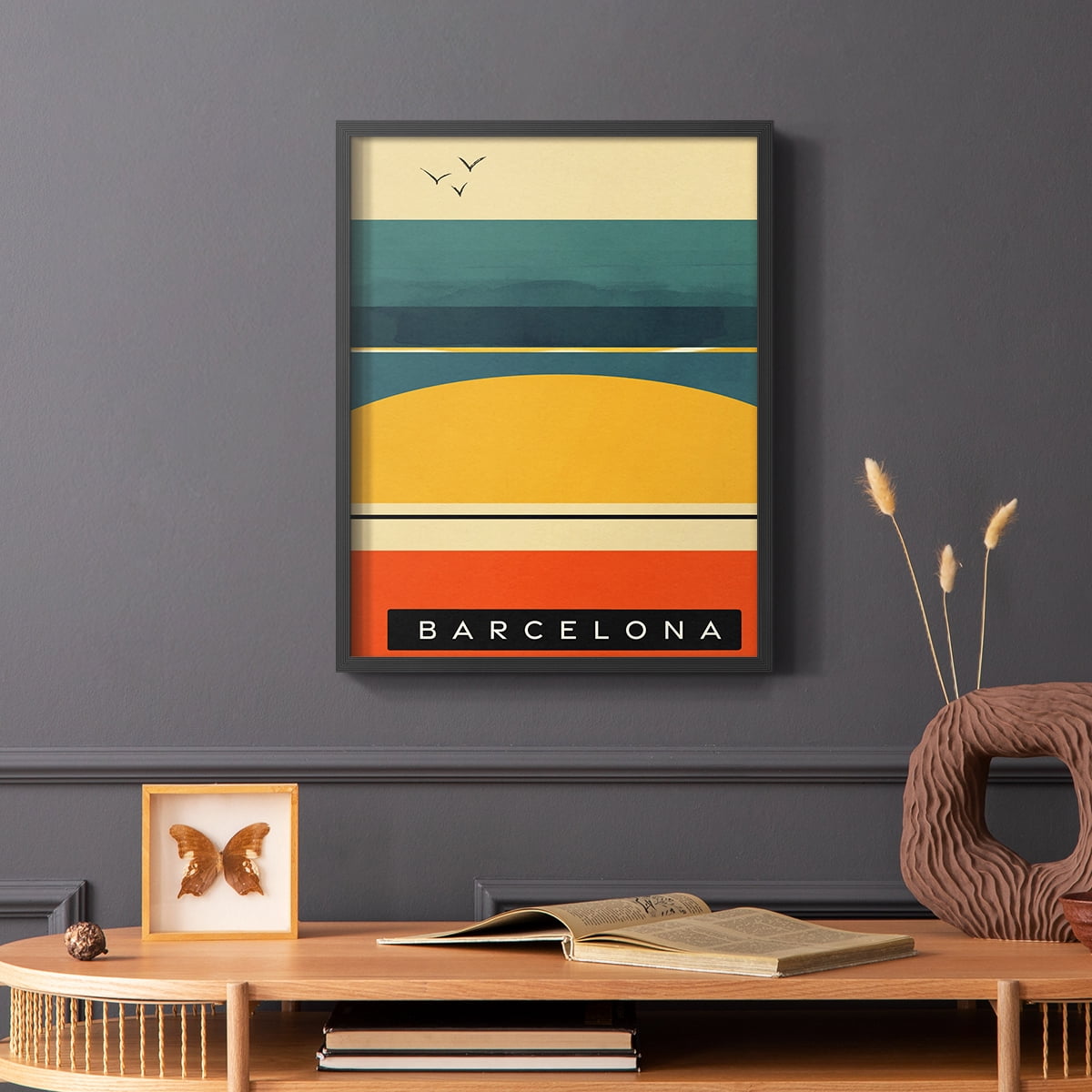Summer Abroad II Framed Print in Black Solid Wood Framed Print No Nail Hanging