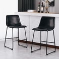 thumbnail image 2 of Joysoul 26'' Counter Height Bar Stools Modern Industrial Barstool Counter Hight Chair PU Faux Leather Bar Chairs for Kitchen Island and Dining Room (Set of 2, Black), 2 of 6