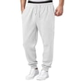 thumbnail image 3 of Hearthz Jogger Pants Men Drawstring Elastic Ribbed Ankle Trousers Pants for Men Lightweight Gym Athletic Workout Sweat Pants for Men with Pockets White XL, 3 of 8