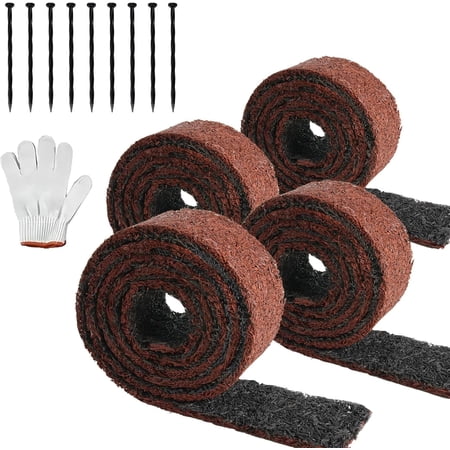 4 Rools Double Sided Rubber Mulch Border,Natural Look Two Colors in One Recycled Heavy Duty Border, 120 x 4.5 inch