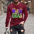 thumbnail image 1 of TIMIFIS Mardi Gras Chemises à Manches Longues pour Hommes Mode Carnaval Imprimé Col Rond Sim T-Shirt Tops de Fête, 1 of 5