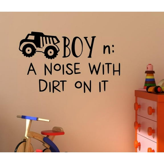 Boys Room Wall Decor Sticker Noun Noise with Dirt Vinyl Lettering Decals 23x14-Inch Black