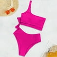 thumbnail image 5 of MOSHU One Shoulder Womens Bikini Sets High Waisted Bathing Suits for Women Tie High Cut Swimsuits, 5 of 6