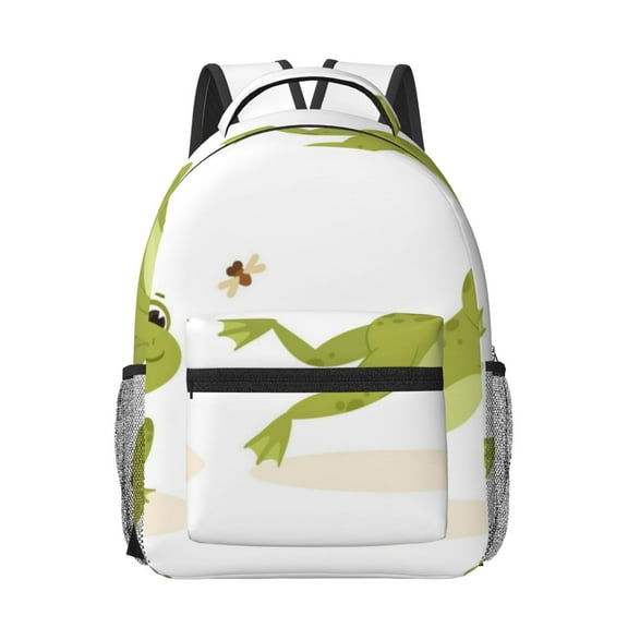 Uemuo Hunting Frog Printed Student Durable Water-resistant Backpack,Travel Backpack,Outdoor Activities Backpack, Laptop Backpack, Multi-compartment Backpack