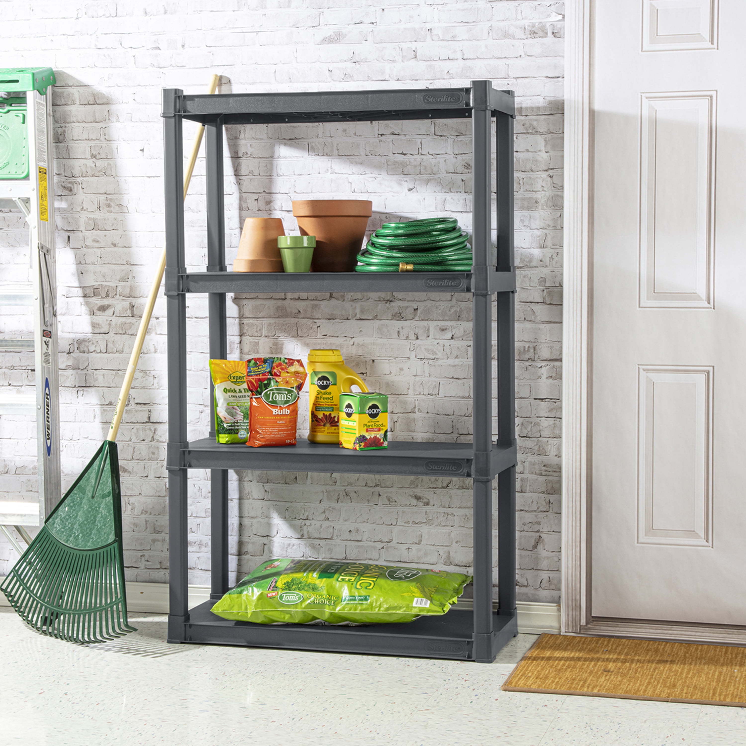 Sterilite 4 Shelf Unit, Flat Gray