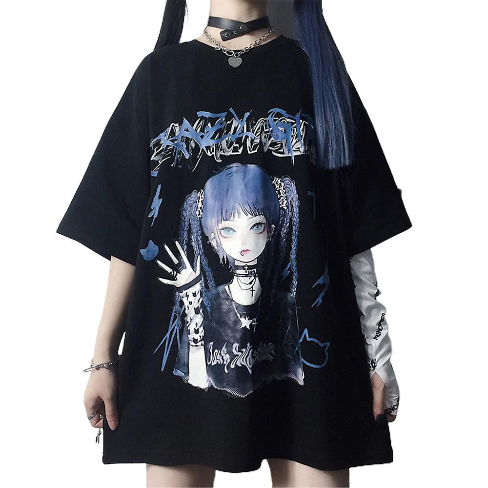 Women Goth T-shirt Y2k Harajuku Gothic Anime Aesthetic