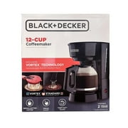 BLACK+DECKER 12-Cup Coffee Maker with Easy On/Off Switch, Easy Pour, Non-Drip Carafe with Removable Filter Basket, Vortex Technology, Black