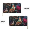 thumbnail image 3 of Leather Thin Slim Wallets for Women Men - Colorful Tulip Rose Bird Clutch Card Wallet for Women Men with Zipper, 3 of 7