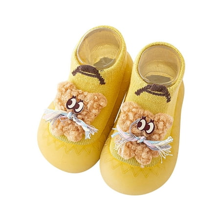 

TAIAOJING Boys Girls Animal Cartoon Socks Shoes Toddler Fleece WarmThe Floor Socks Non Slip Prewalker Shoes For 18-24 Months